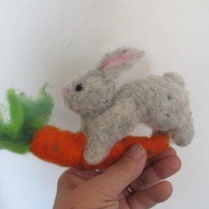 Easter Bunny Gray Bunny Rabbit Wool Easter Decor Needle Felted wool Figurine